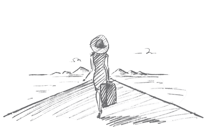a woman with a suitcase on a road