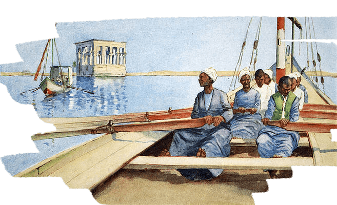 a group of people sitting in a boat