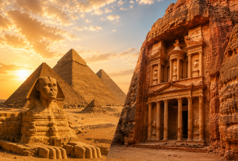 Giza Pyramids with the Sphinx and Petra